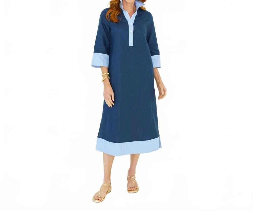 NEW CARYN LAWN carrie long dress in navy